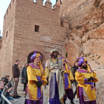 Knights in front of the main gate of Almeria&#039;s alcazaba